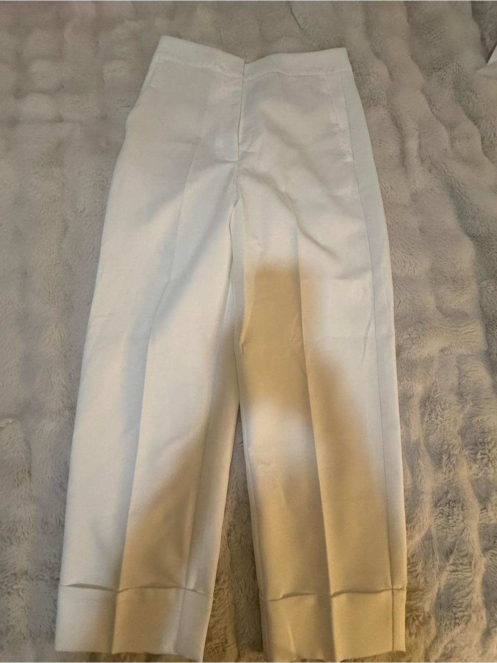Zara White Men’s Dress Pants with Cuffed Hem